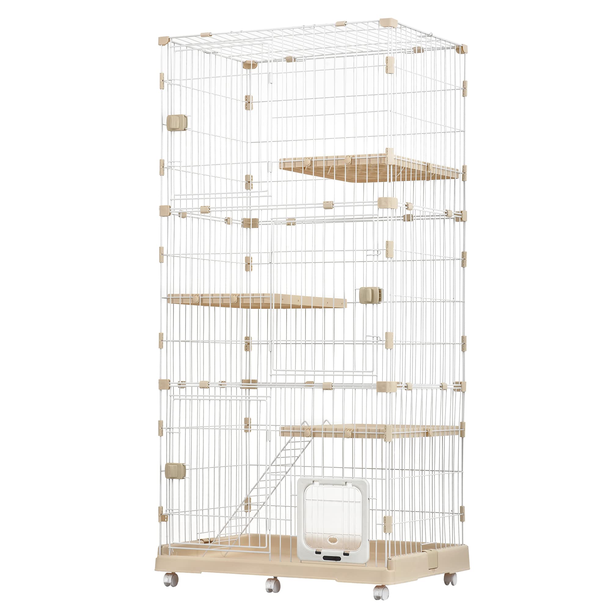 猫 ケージ 収納型 キャットケージ キャスター付 キャットハウス 【ベージュ】 猫 ケージ 収納型 キャットケージ キャスター付 キャットハウス